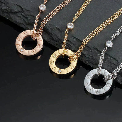 [WZQ]LOVE NECKLACE 16MM 2 DIAMONDS