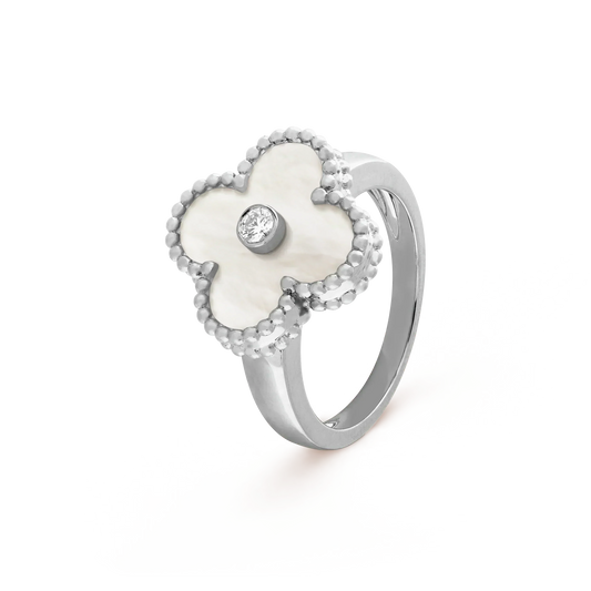 [WZQ]CLOVER SILVER MOP DIAMOND RING