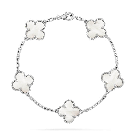 [WZQ]CLOVER SILVER MOP 5 MOTIF BRACELET