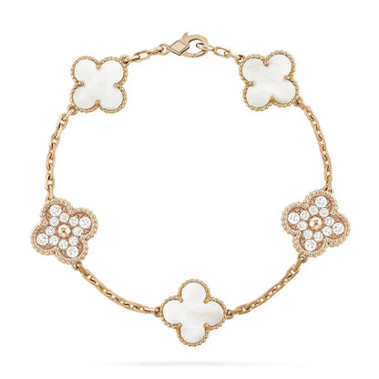 [WZQ]CLOVER BRACELET 5 MOTIF WHITE MOP DIAMOND