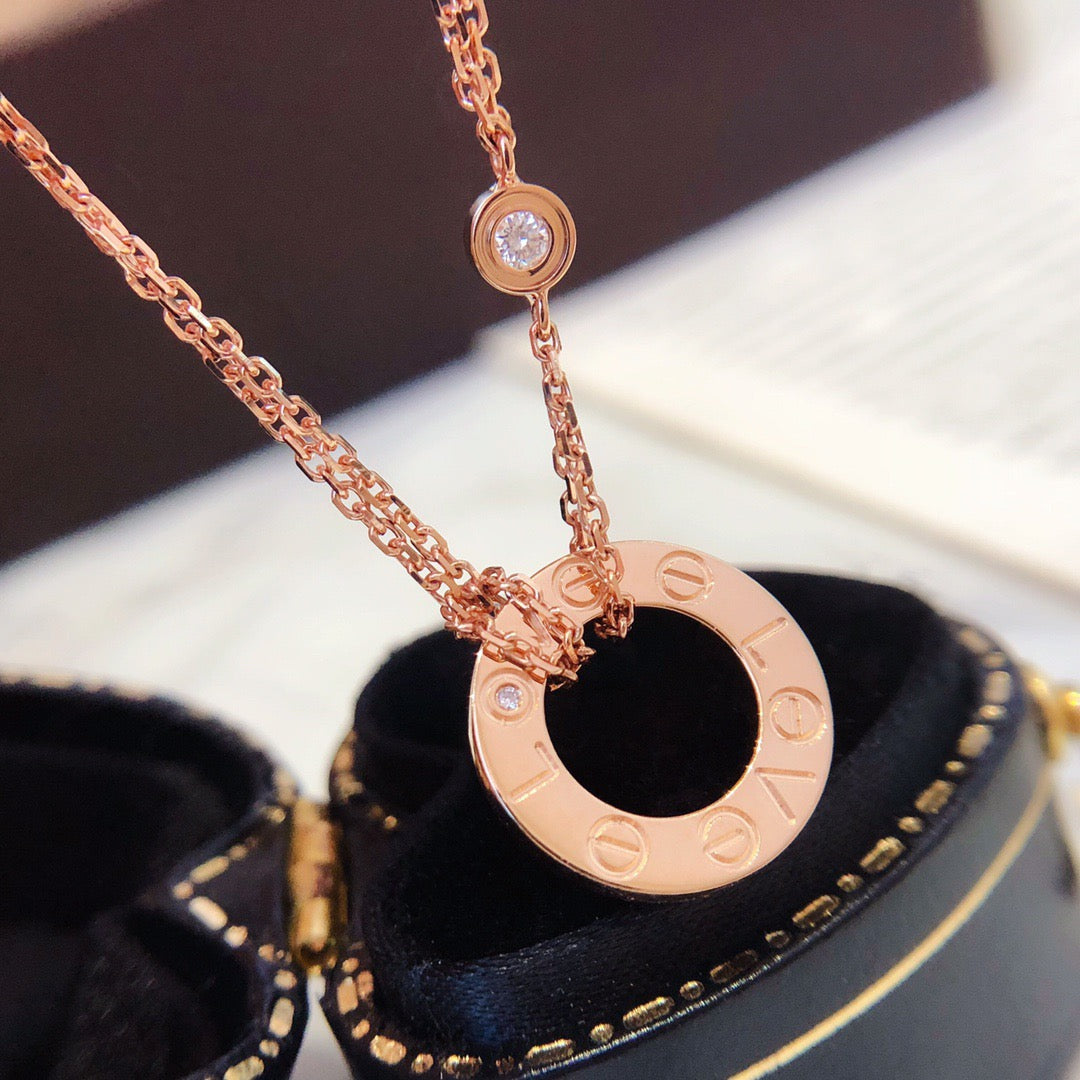 [WZQ]LOVE NECKLACE 16MM 2 DIAMONDS