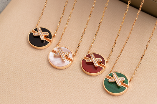 [WZQ]JEUX DE PINK GOLD DIAMOND NECKLACE