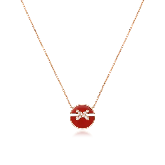 [WZQ]JEUX DE ROSE GOLD DIAMOND NECKLACE