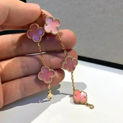 [WZQ]CLOVER 5 PINK MOP BRACELET