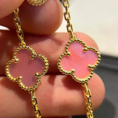 [WZQ]CLOVER 5 PINK MOP BRACELET
